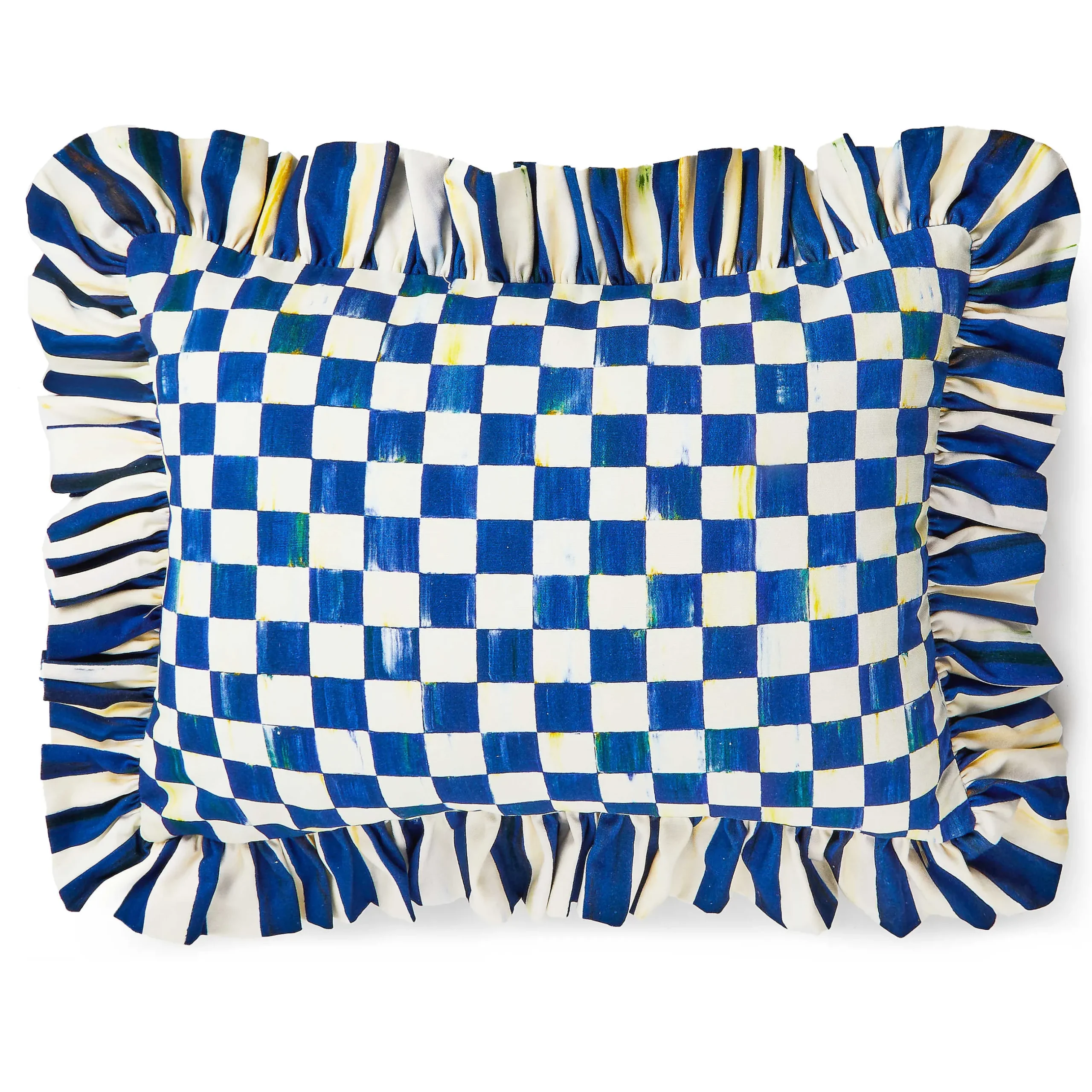 Pillows, Throws, & Cushions|MacKenzie-Childs Royal Check Ruffle Lumbar Pillow