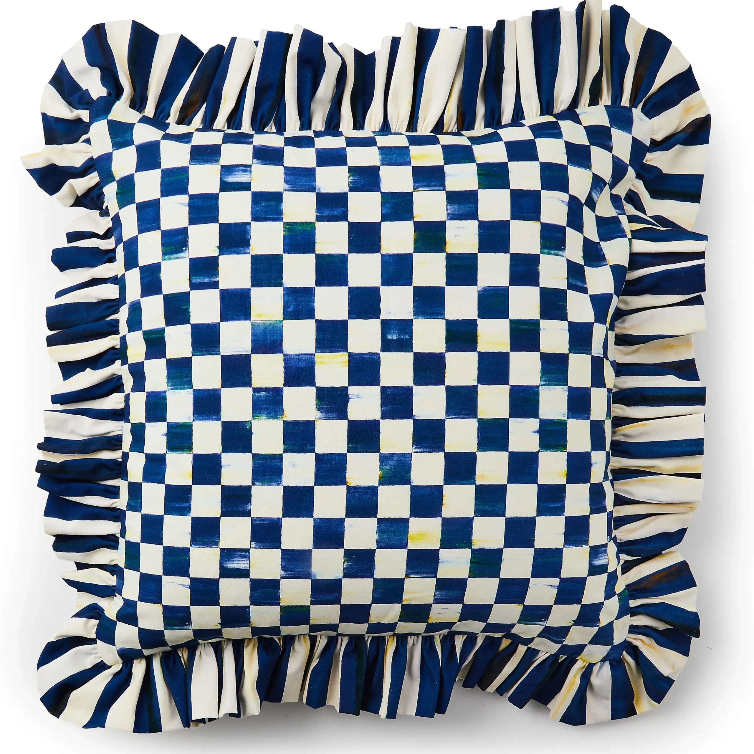 Pillows, Throws, & Cushions|MacKenzie-Childs Royal Check Ruffle Throw Pillow