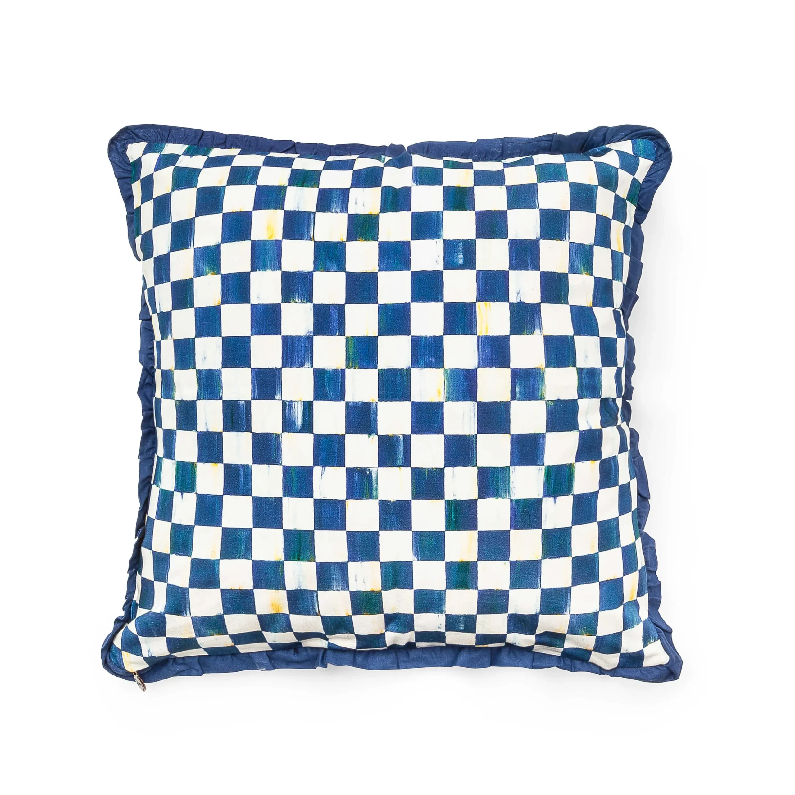 Pillows, Throws, & Cushions|MacKenzie-Childs Royal Check Ruffled Square Throw Pillow