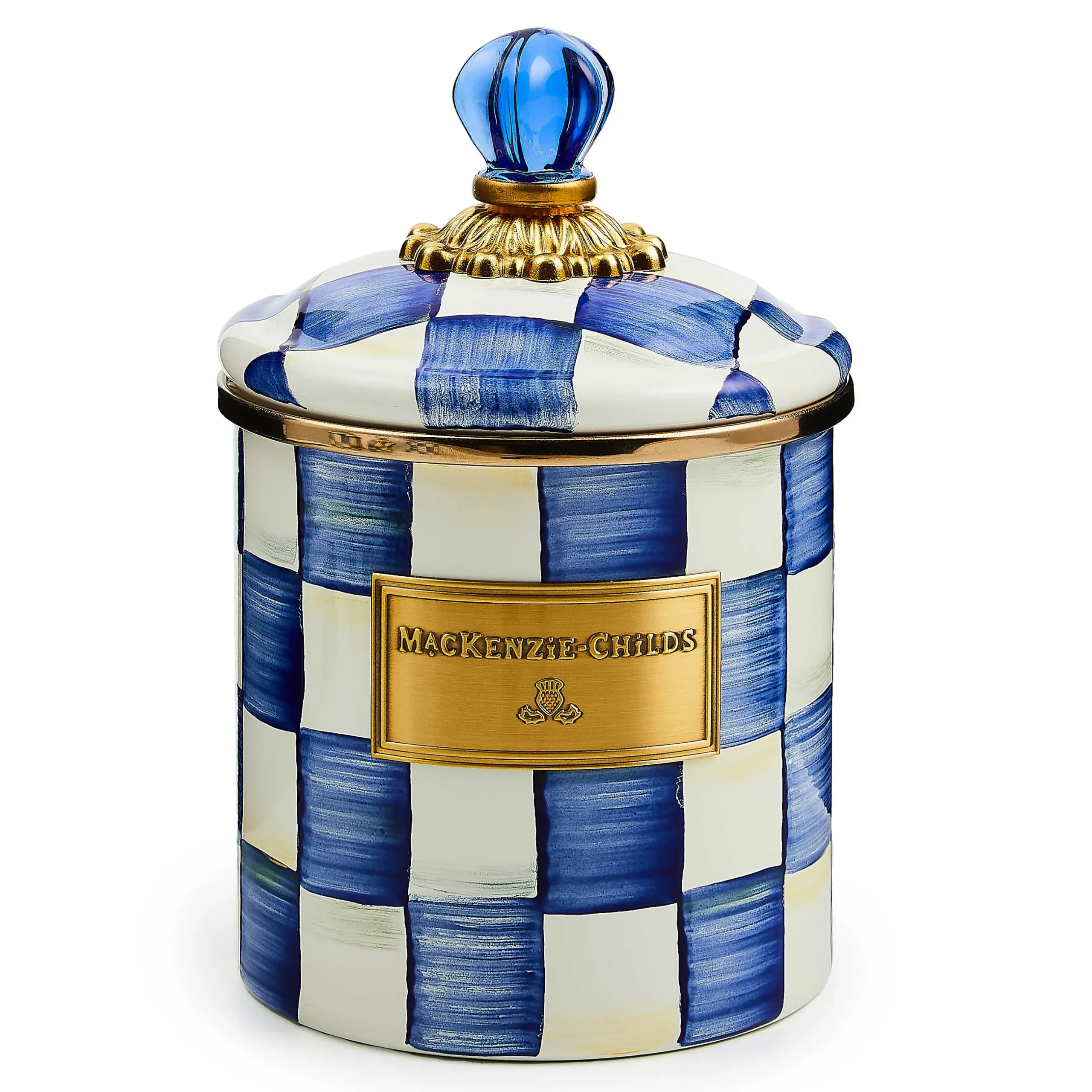 Room Accents|Kitchen Storage & Organization|MacKenzie-Childs Royal Check Small Canister