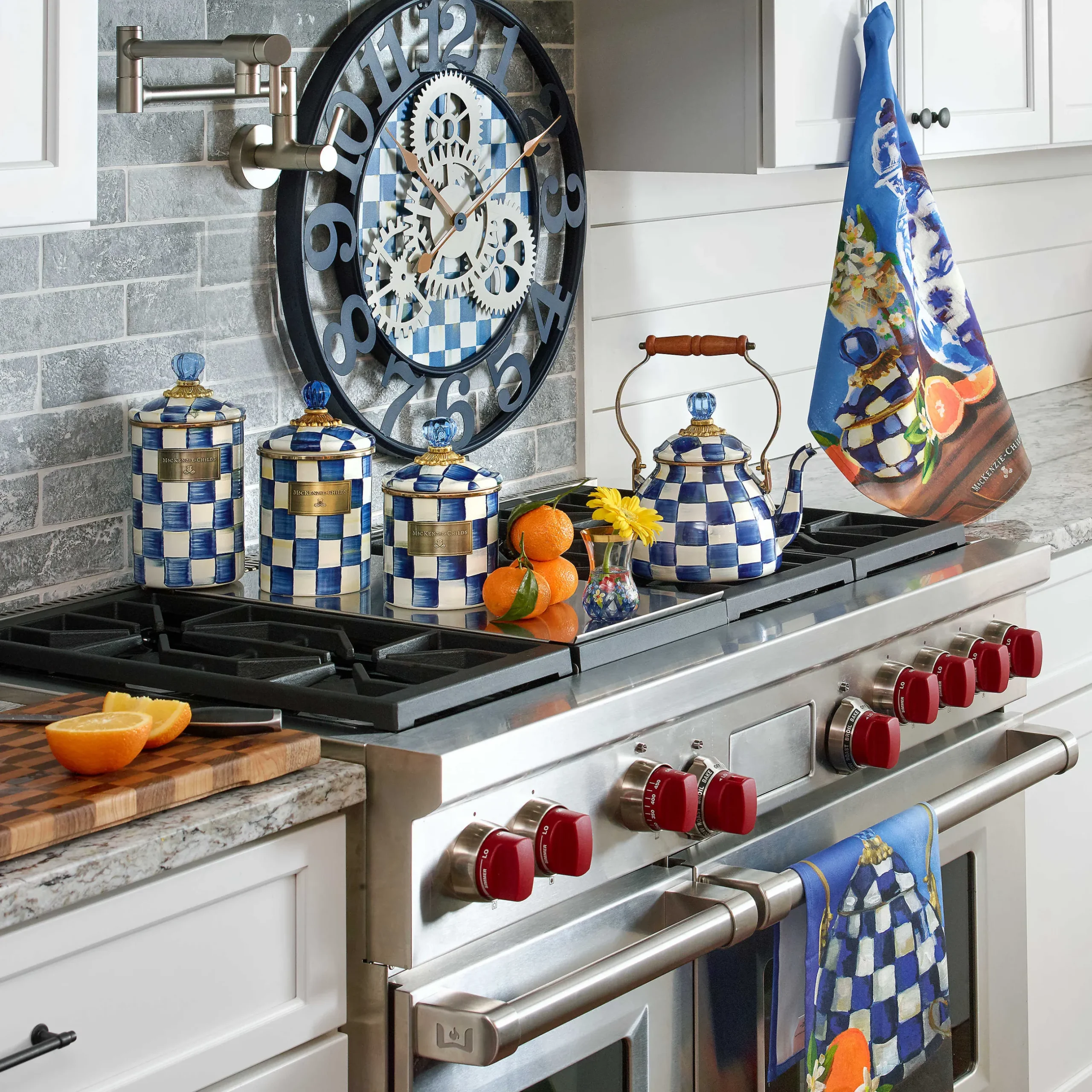 Room Accents|Kitchen Storage & Organization|MacKenzie-Childs Royal Check Small Canister