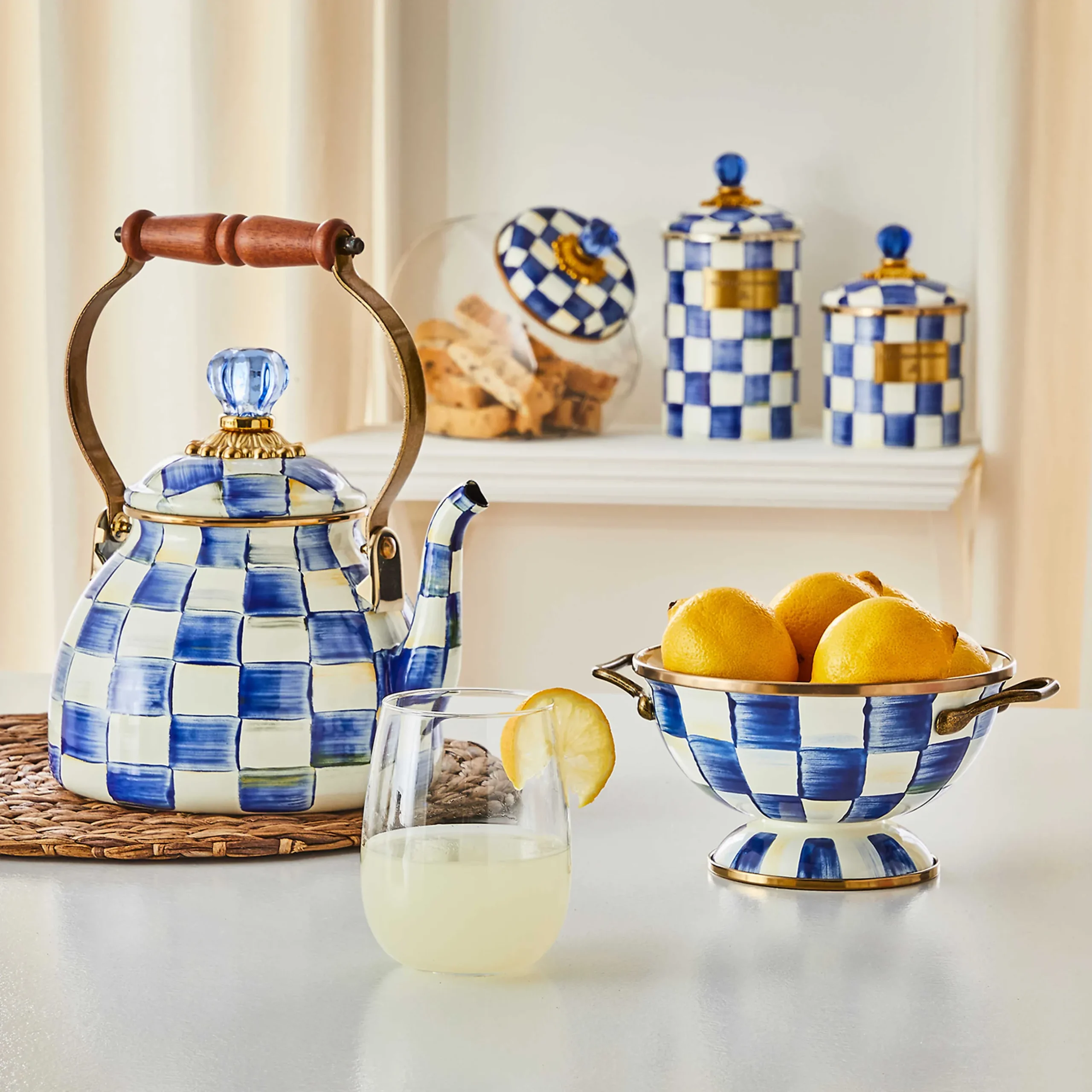 Room Accents|Kitchen Storage & Organization|MacKenzie-Childs Royal Check Small Canister