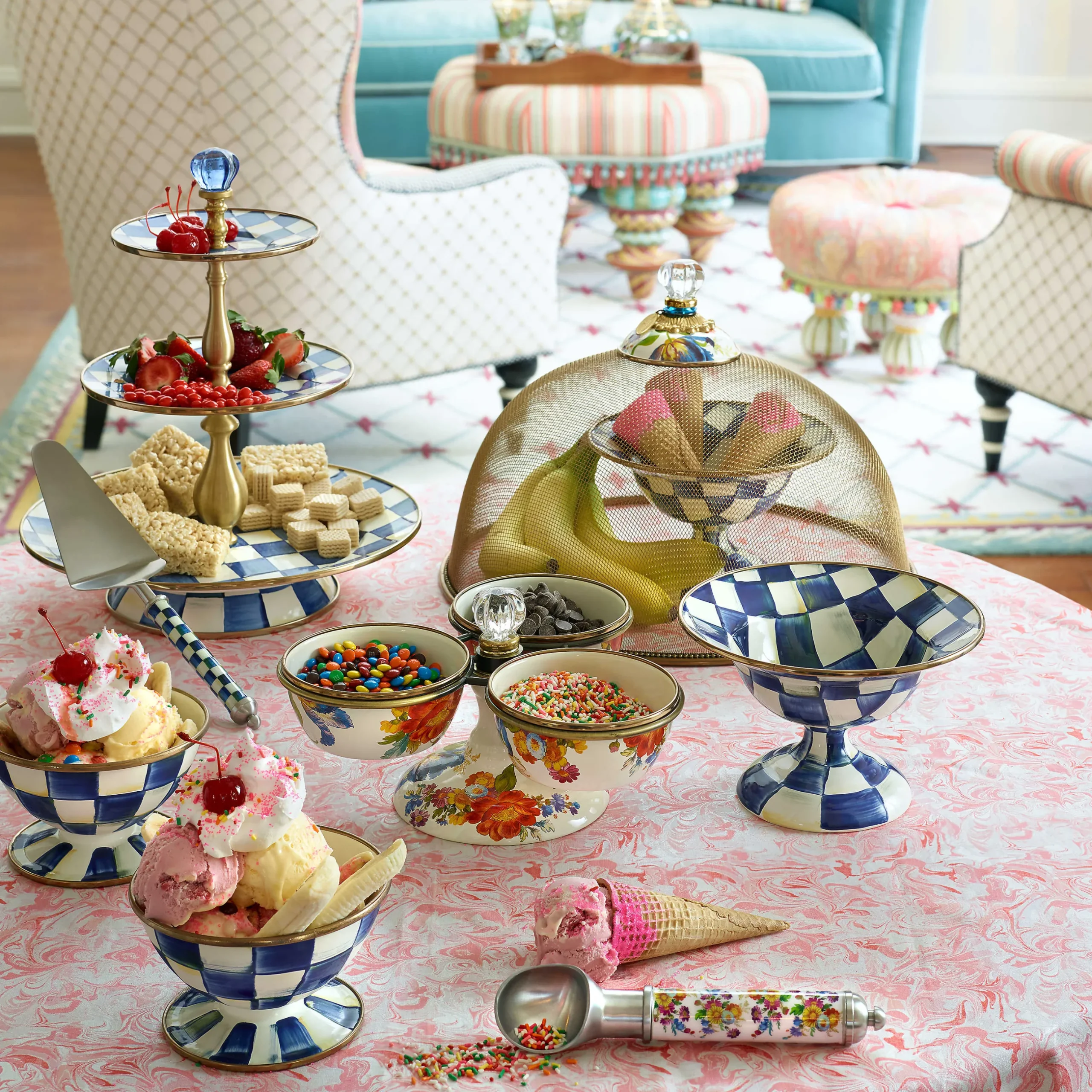 Serveware|MacKenzie-Childs Royal Check Small Compote