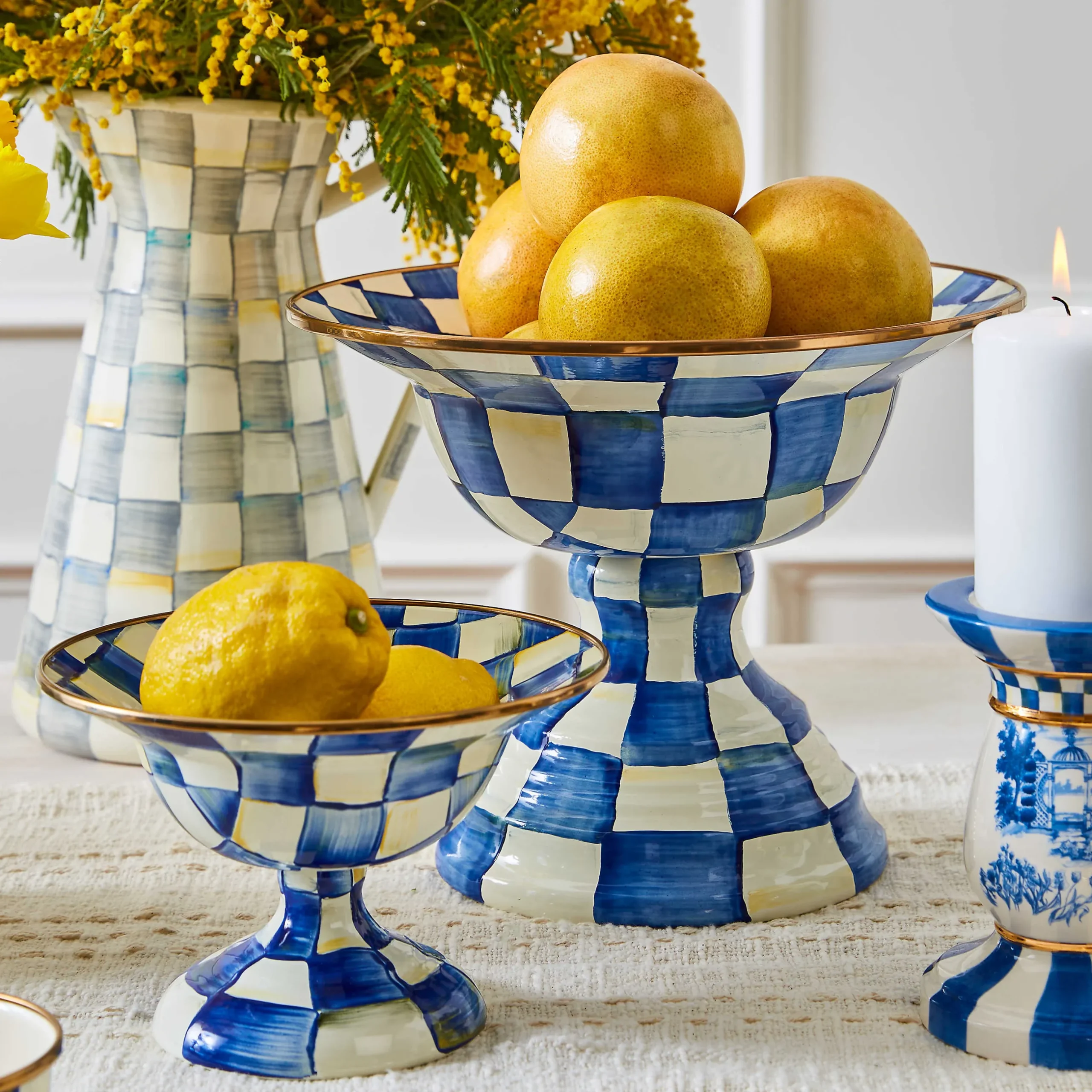 Serveware|MacKenzie-Childs Royal Check Small Compote