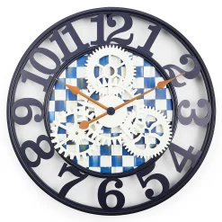 Room Accents|MacKenzie-Childs Royal Check Small Farmhouse Wall Clock