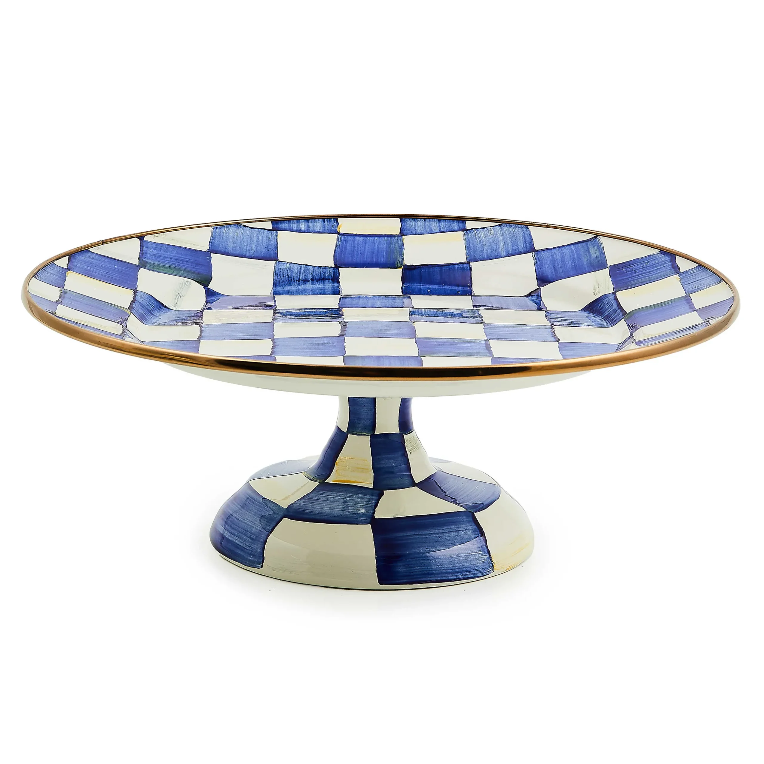 Serveware|MacKenzie-Childs Royal Check Small Pedestal Platter