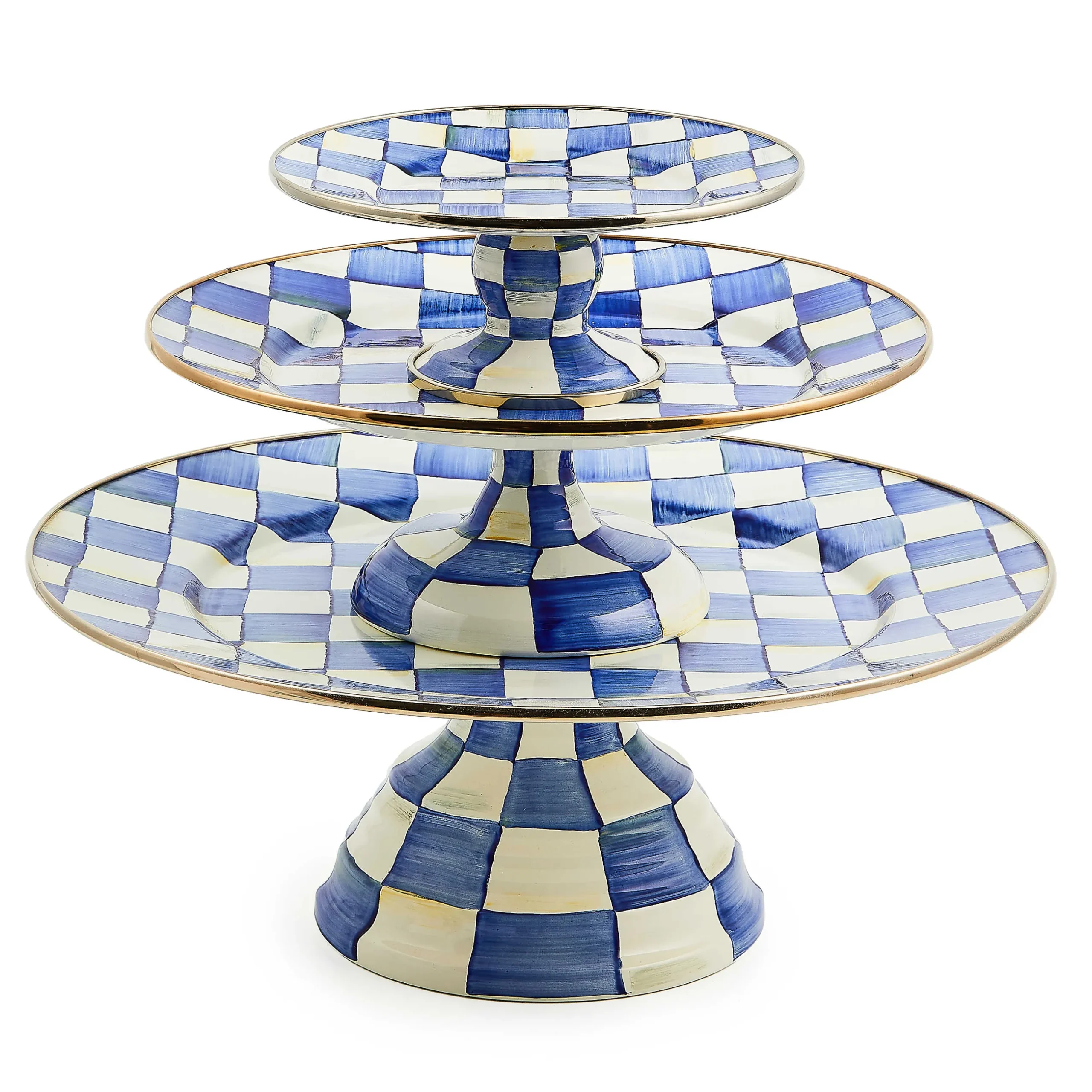 Serveware|MacKenzie-Childs Royal Check Small Pedestal Platter