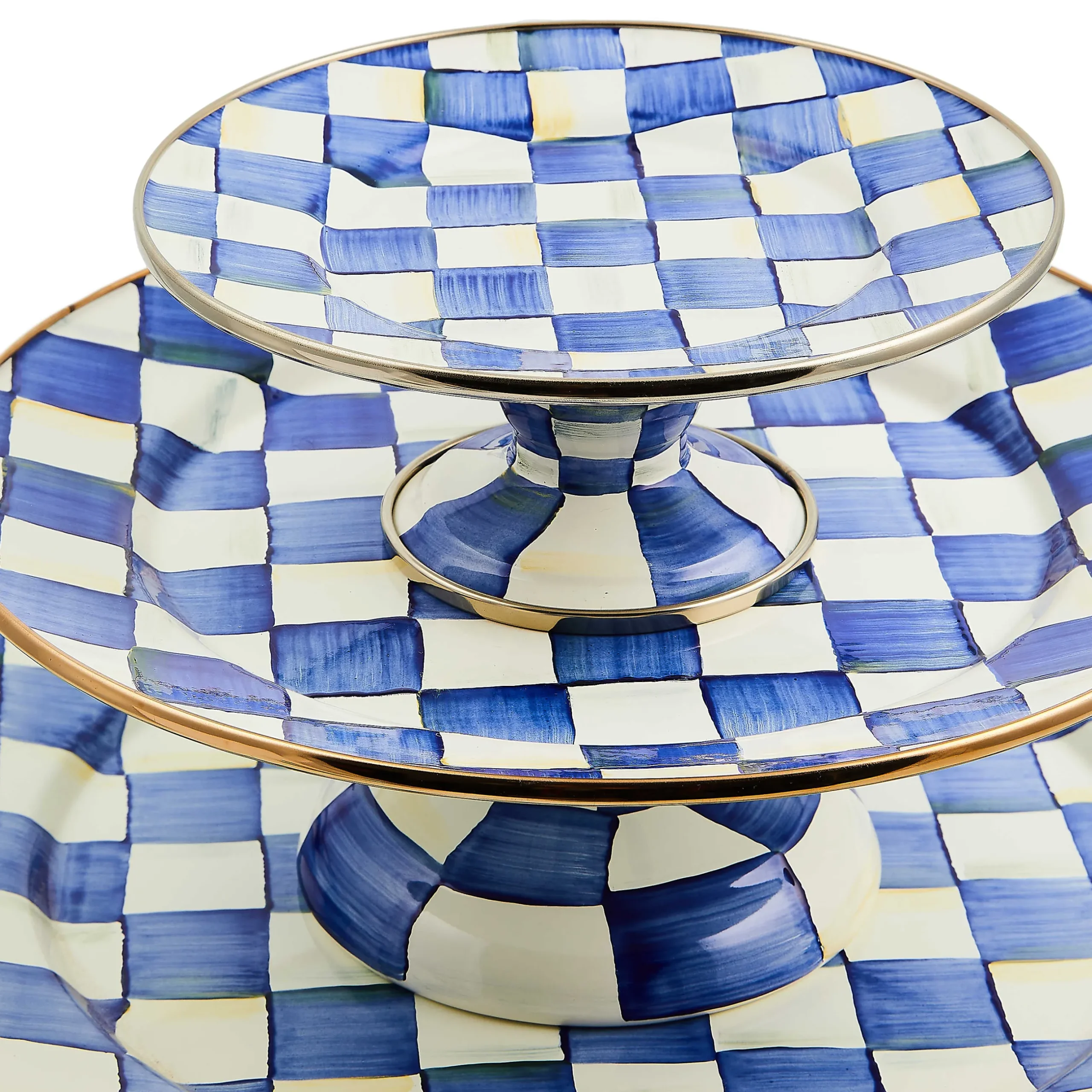 Serveware|MacKenzie-Childs Royal Check Small Pedestal Platter