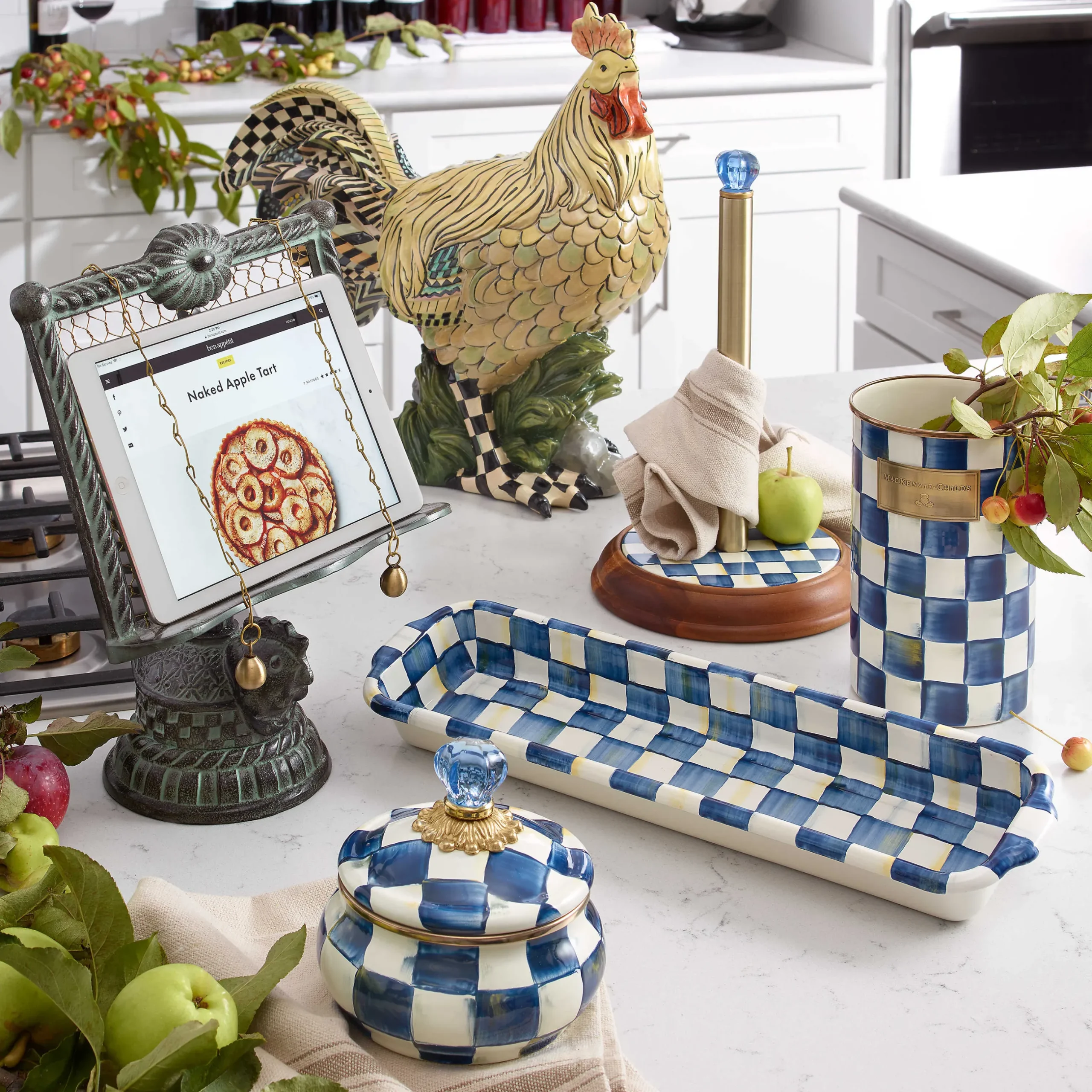 Bath & Bath Accessories|Room Accents|MacKenzie-Childs Royal Check Squashed Pot