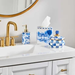 Bath & Bath Accessories|Room Accents|MacKenzie-Childs Royal Check Squashed Pot