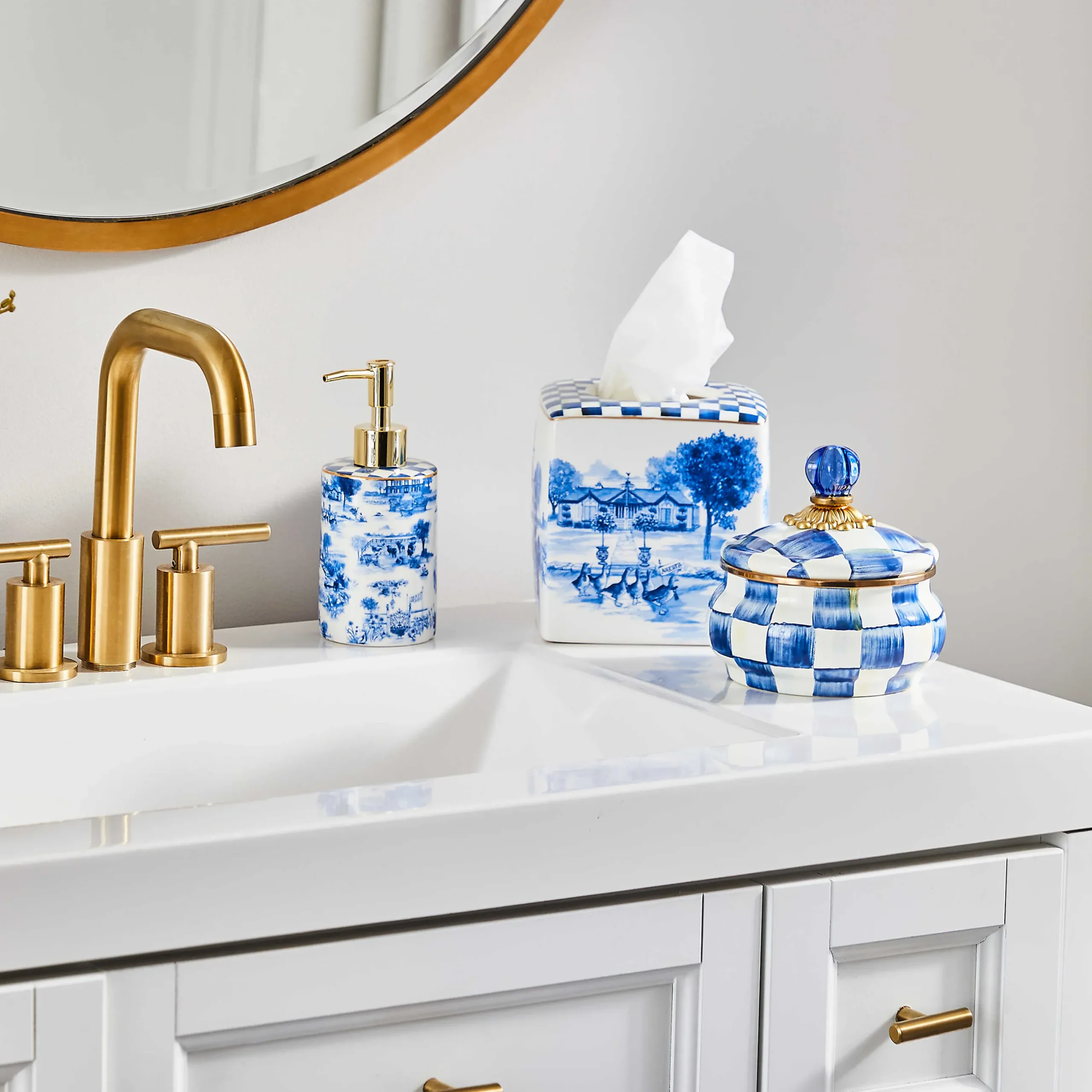 Bath & Bath Accessories|Room Accents|MacKenzie-Childs Royal Check Squashed Pot