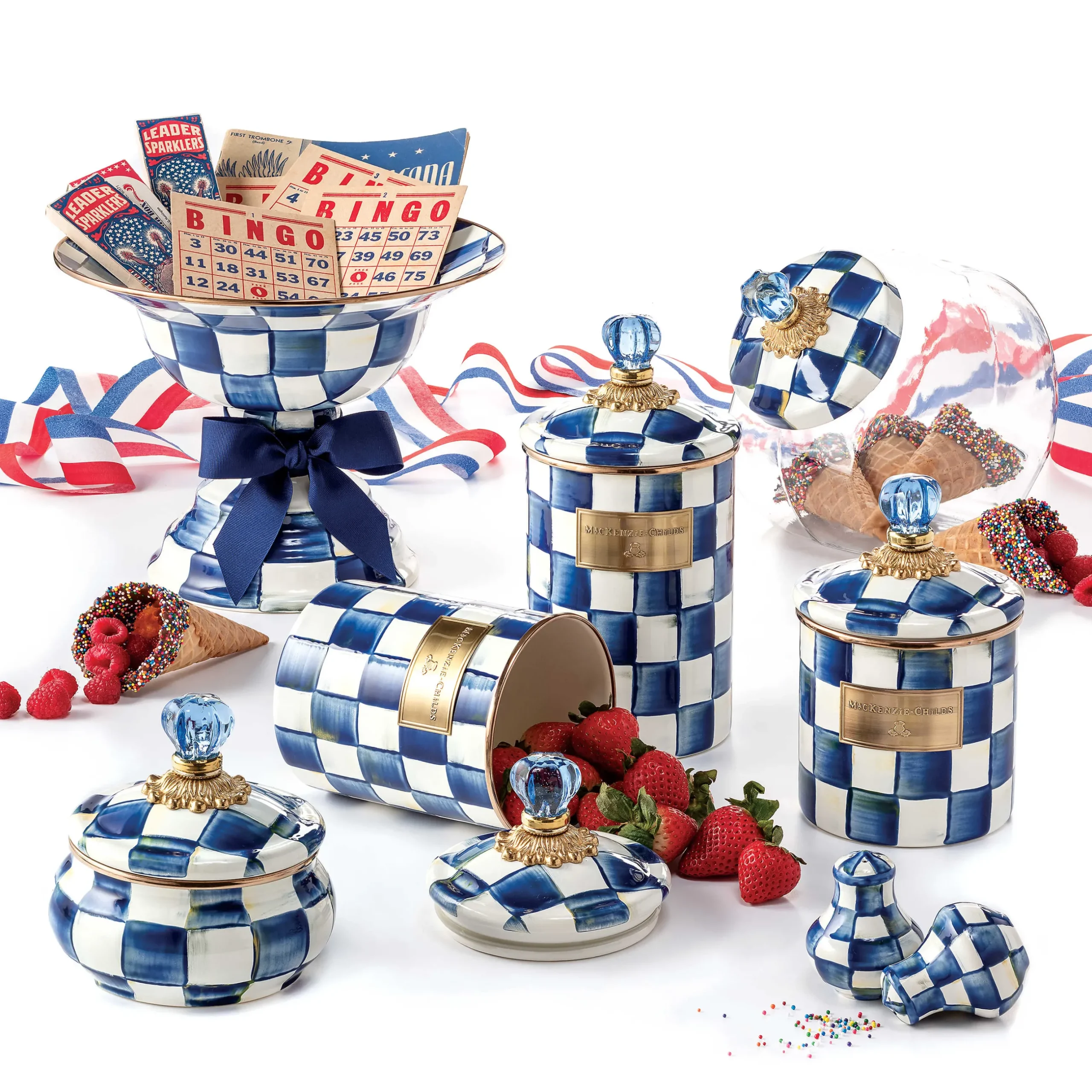 Bath & Bath Accessories|Room Accents|MacKenzie-Childs Royal Check Squashed Pot