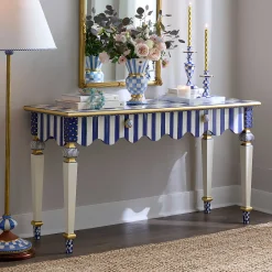 Storage Furniture|Living Room|MacKenzie-Childs Royal Check  Stripe Console Table