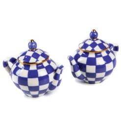 Table Accessories|Serveware|MacKenzie-Childs Royal Check Teapot Salt Pepper Set