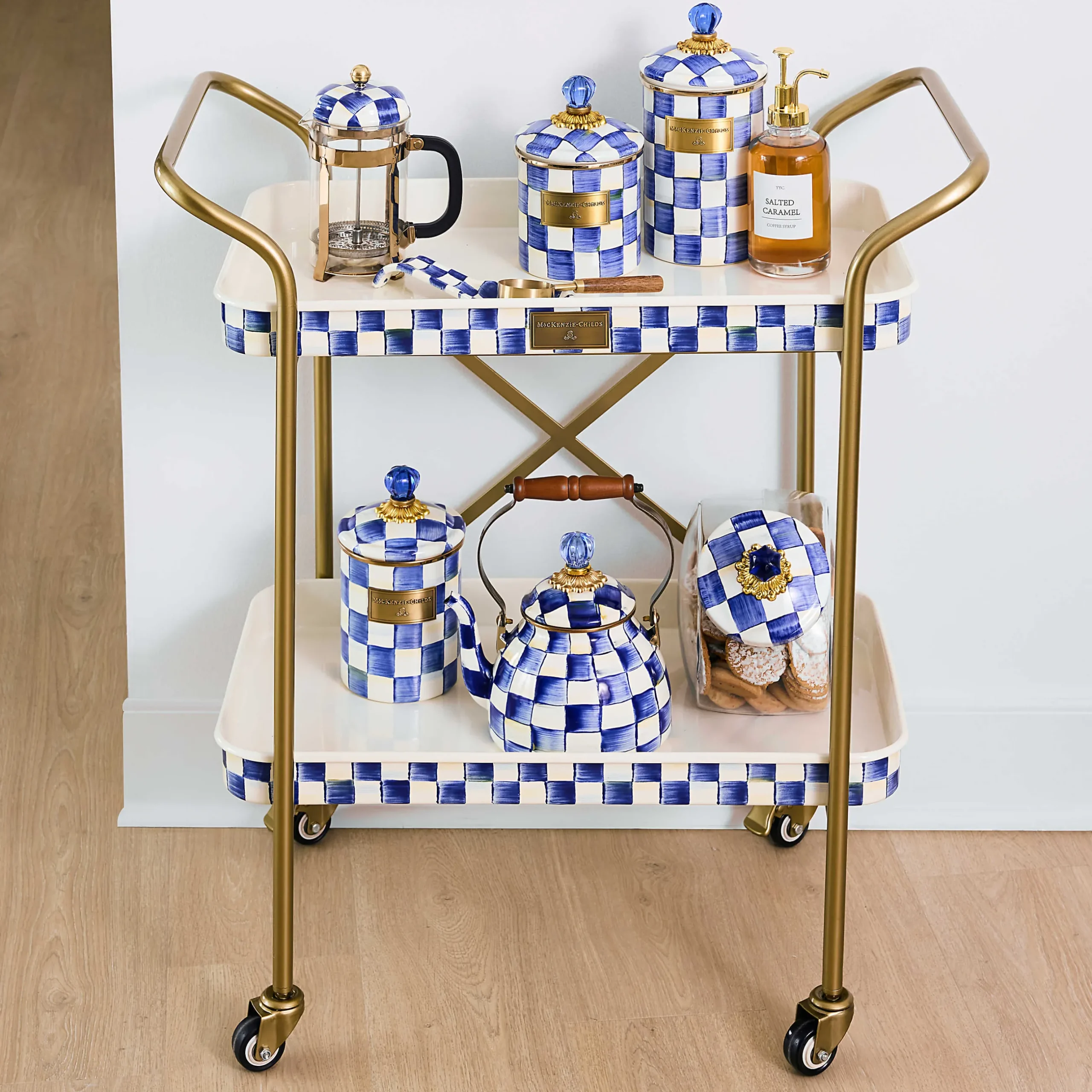 Dining Room & Kitchen|Bar Entertaining|MacKenzie-Childs Royal Check 2-Tier Kitchen Cart