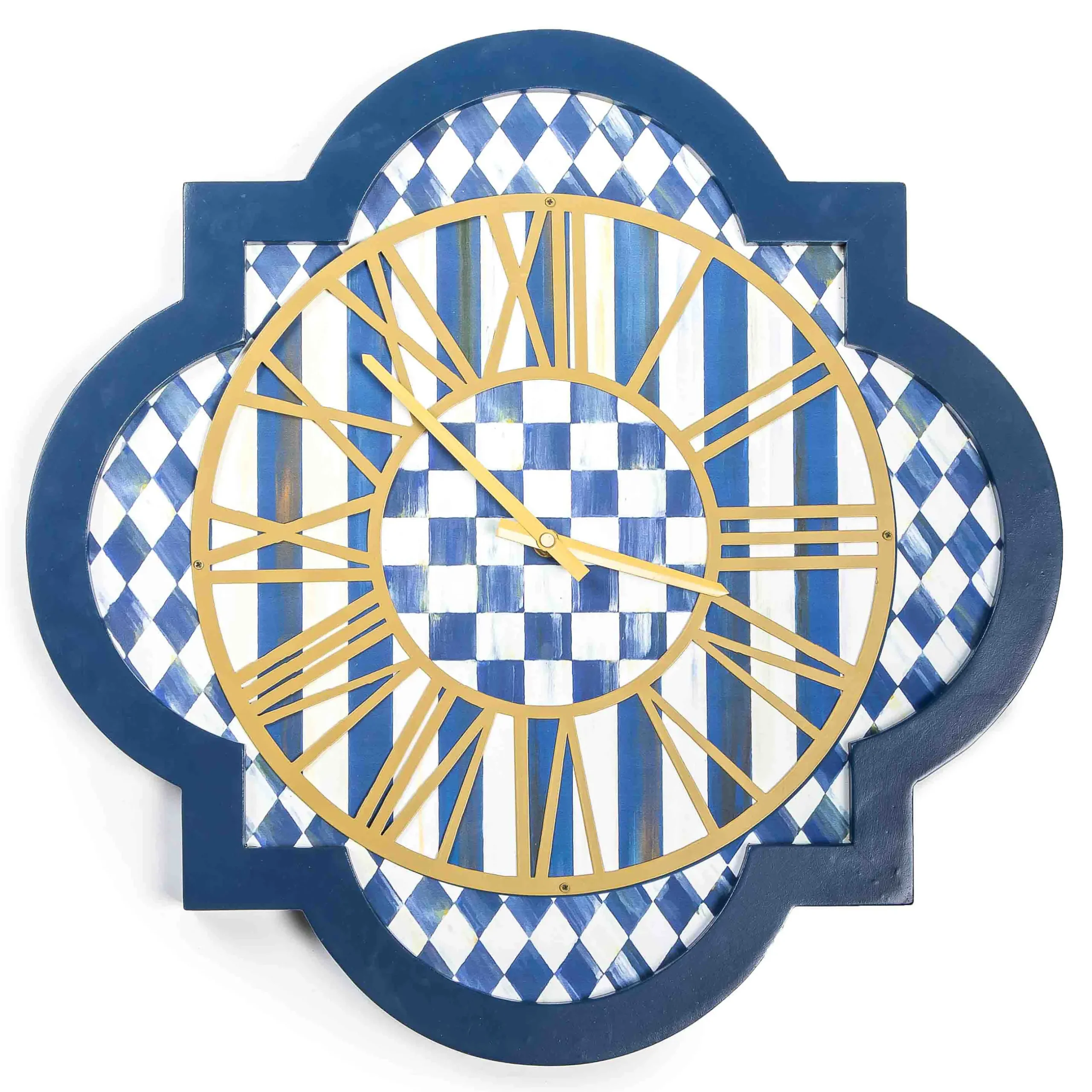 Room Accents|MacKenzie-Childs Royal Check Tile Wall Clock