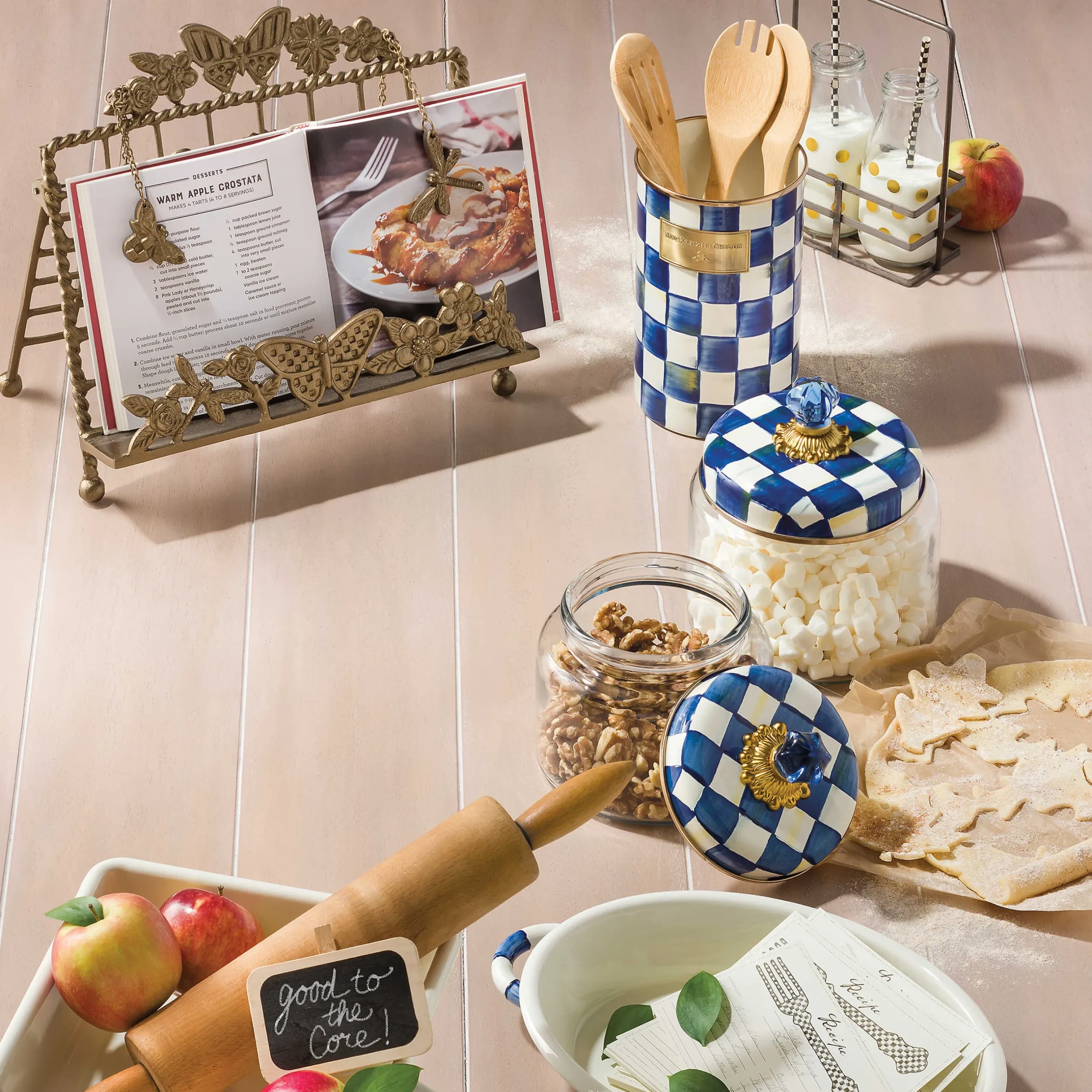 Kitchen Storage & Organization|MacKenzie-Childs Royal Check Utensil Holder