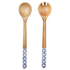 Serveware|MacKenzie-Childs Royal Check Wood Salad Servers