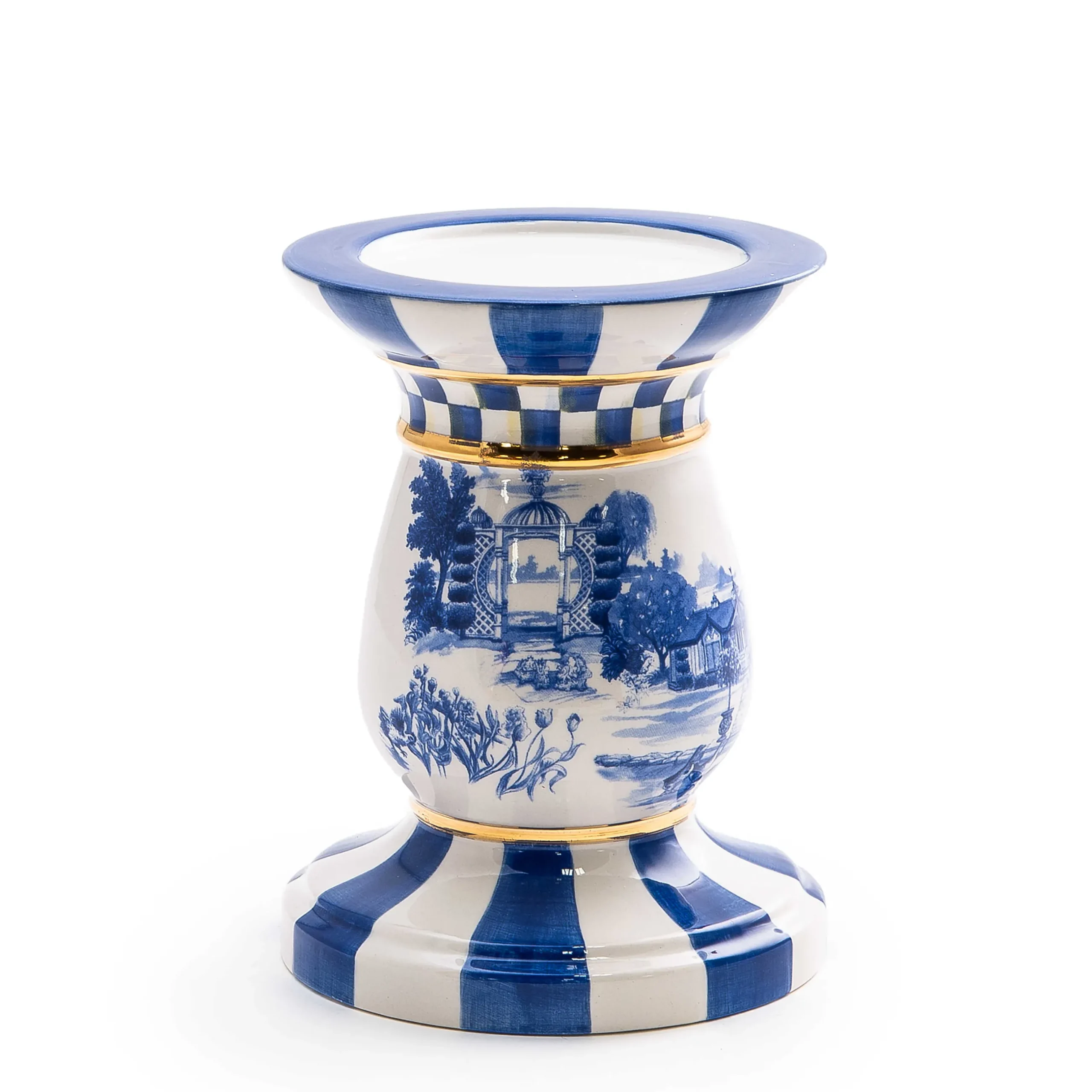 Room Accents|Table Accessories|MacKenzie-Childs Royal Toile Short Pillar Candle Holder