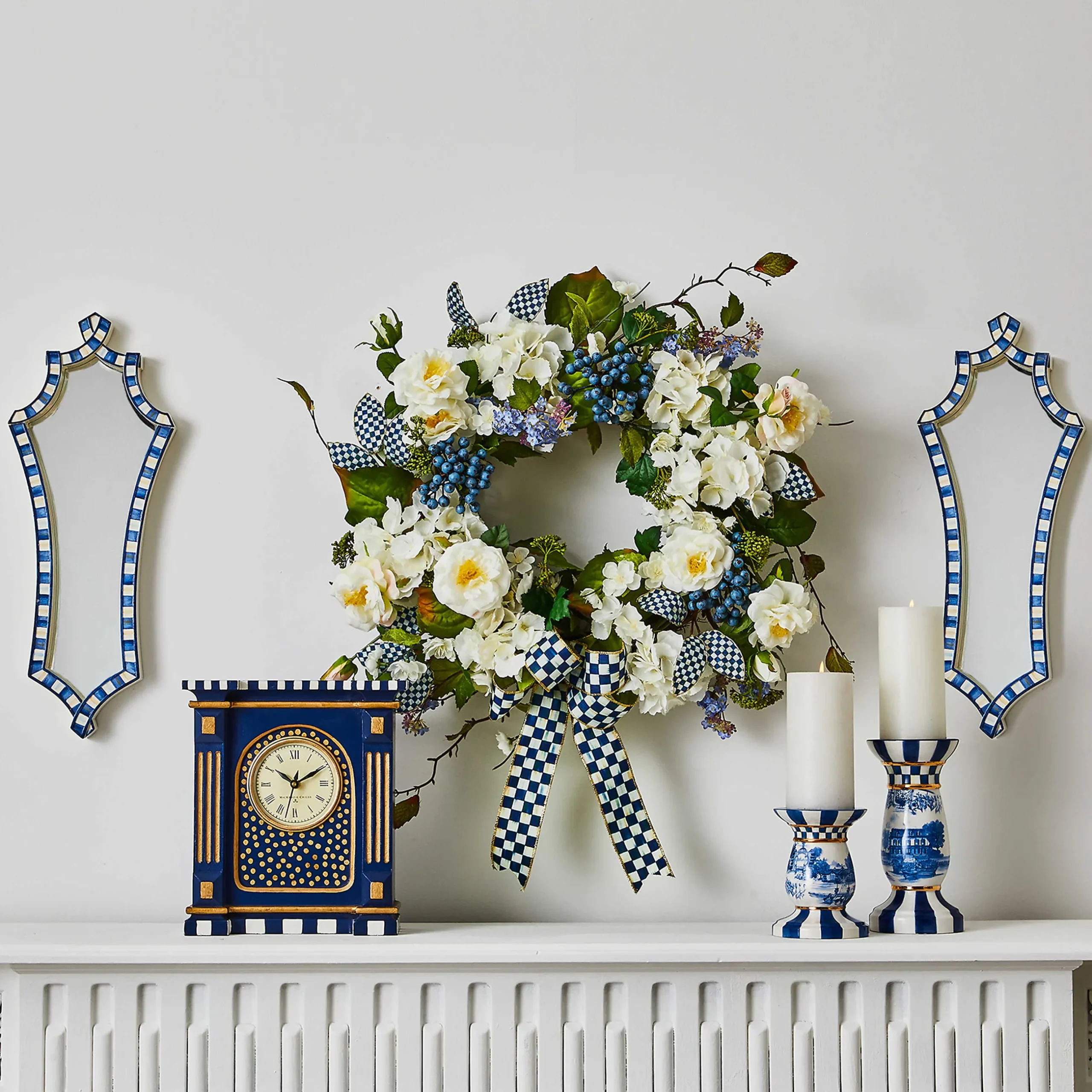 Room Accents|Table Accessories|MacKenzie-Childs Royal Toile Short Pillar Candle Holder