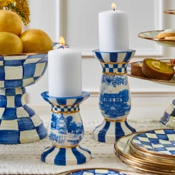 Room Accents|Table Accessories|MacKenzie-Childs Royal Toile Short Pillar Candle Holder