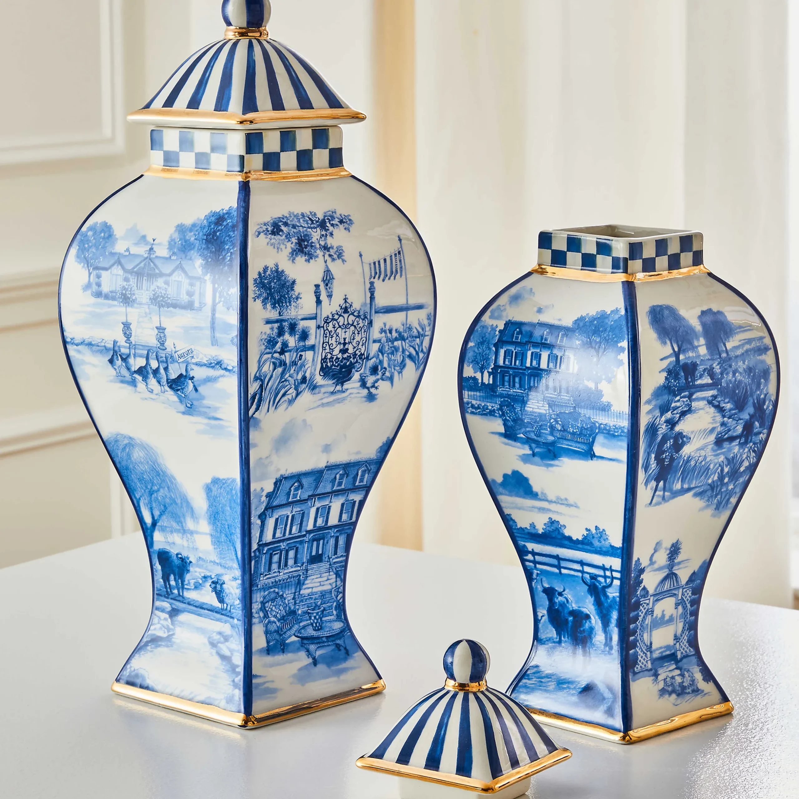 Kitchen Storage & Organization|MacKenzie-Childs Royal Toile Small Ginger Jar