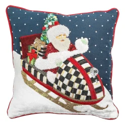 Holiday|Pillows, Throws, & Cushions|MacKenzie-Childs Santa Snowmobile Throw Pillow