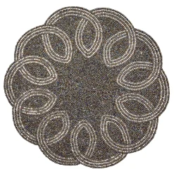 Table Accessories|MacKenzie-Childs Scalloped Black Silver Beaded Placemat