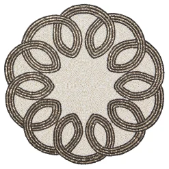 Fall Entertaining|Table Accessories|MacKenzie-Childs Scalloped Black White Beaded Placemat