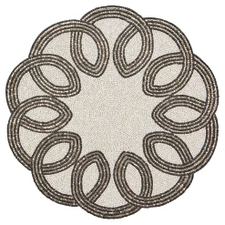 Fall Entertaining|Table Accessories|MacKenzie-Childs Scalloped Black  White Beaded Placemat