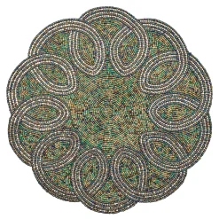 Table Accessories|MacKenzie-Childs Scalloped Emerald Beaded Placemat