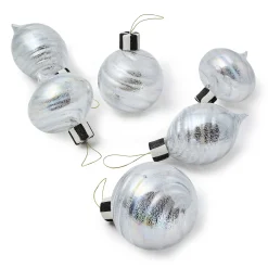Holiday|MacKenzie-Childs Silver Mercury Glass Assorted Ornaments, Set of 6