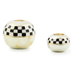 Candles & Fragrances|Room Accents|MacKenzie-Childs Small Sphere Check Candle Holders, Set of 2