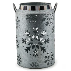 Outdoor|MacKenzie-Childs Snowflake Large Galvanized Metal Lantern