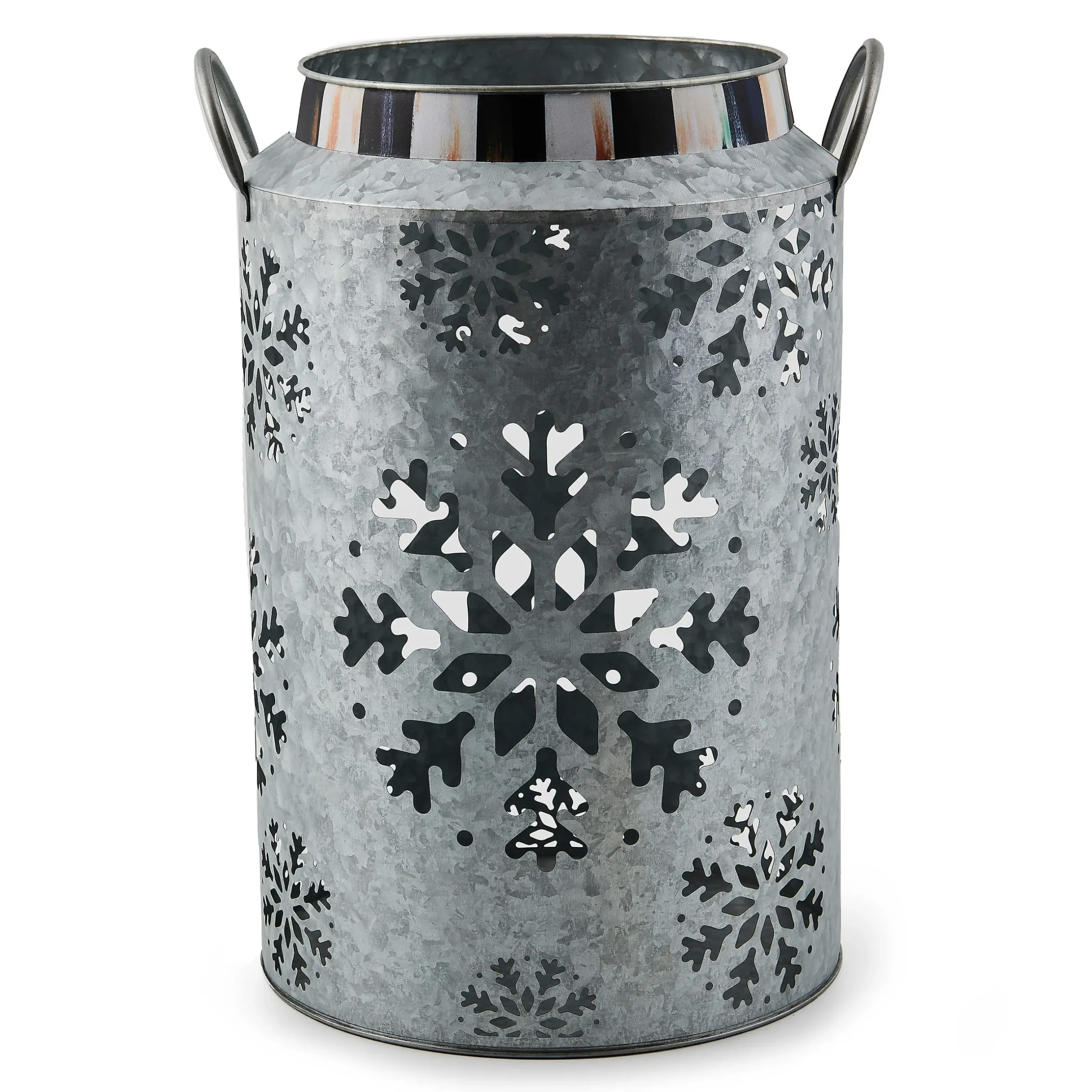Outdoor|MacKenzie-Childs Snowflake Large Galvanized Metal Lantern