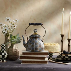 Fall Entertaining|Tea Kettles|MacKenzie-Childs Sophisticheck 2 Quart Tea Kettle