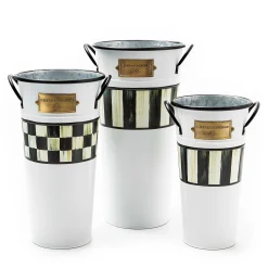 Spring|Outdoor|MacKenzie-Childs Spectator Galvanized Flower Buckets, Set of 3