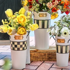 Spring|Outdoor|MacKenzie-Childs Spectator Galvanized Flower Buckets, Set of 3