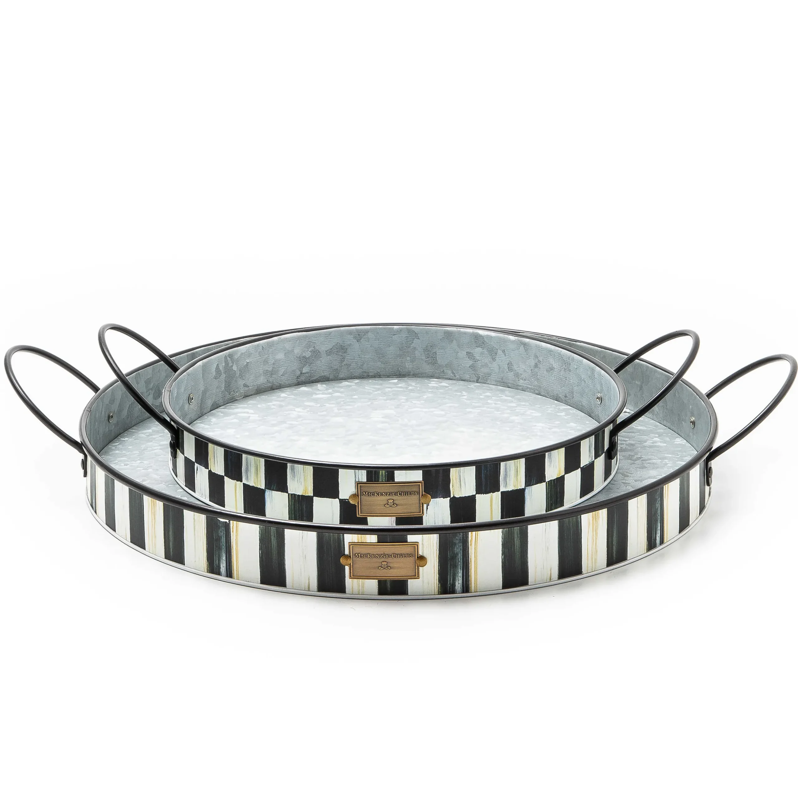 Bar Entertaining|Serveware|MacKenzie-Childs Spectator Galvanized Serving Trays, Set of 2