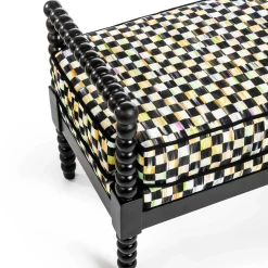 Outdoor|Spring|MacKenzie-Childs Spindle Check Outdoor Bench