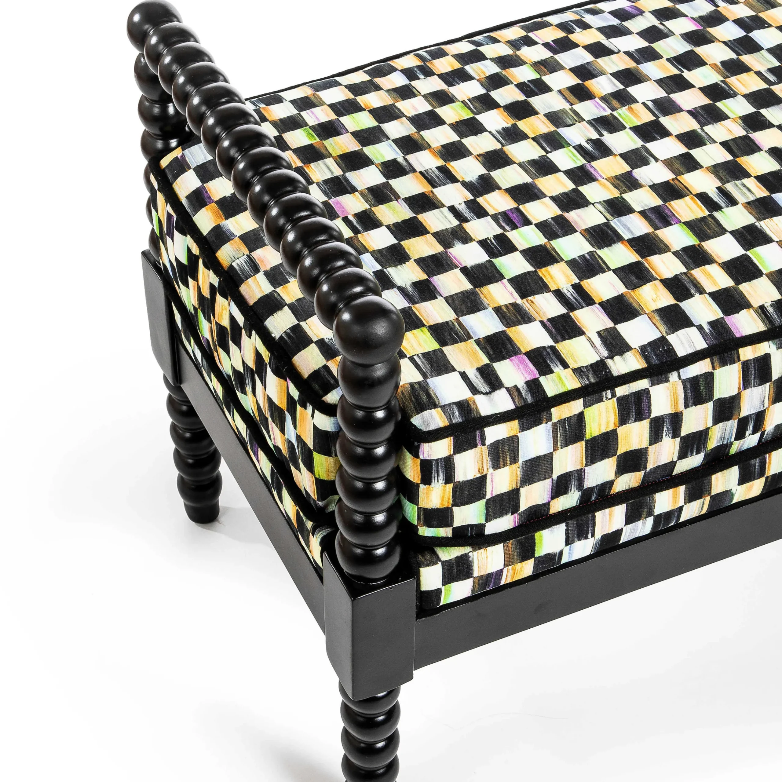 Outdoor|Spring|MacKenzie-Childs Spindle Check Outdoor Bench