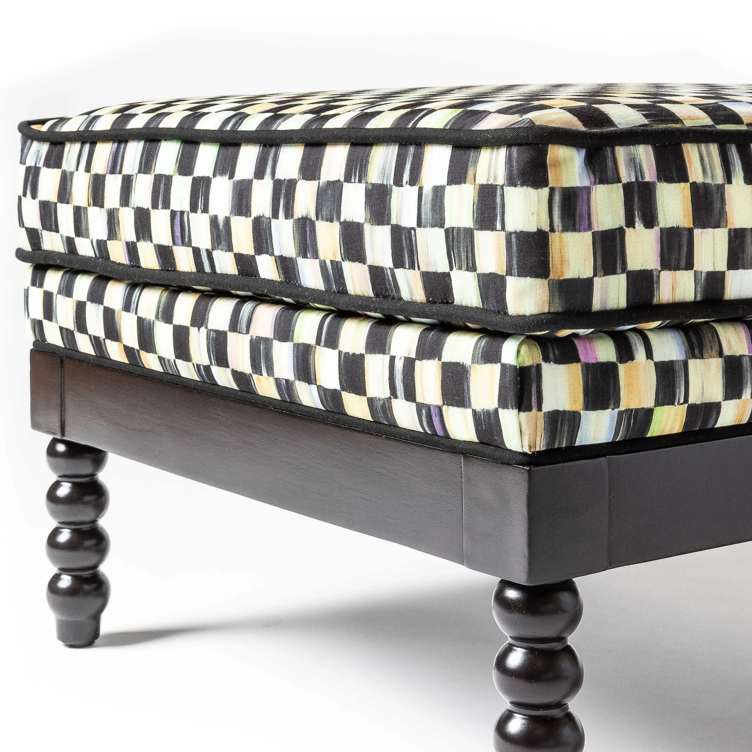 Outdoor|Spring|MacKenzie-Childs Spindle Check Outdoor Ottoman