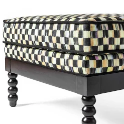 Outdoor|Spring|MacKenzie-Childs Spindle Check Outdoor Ottoman