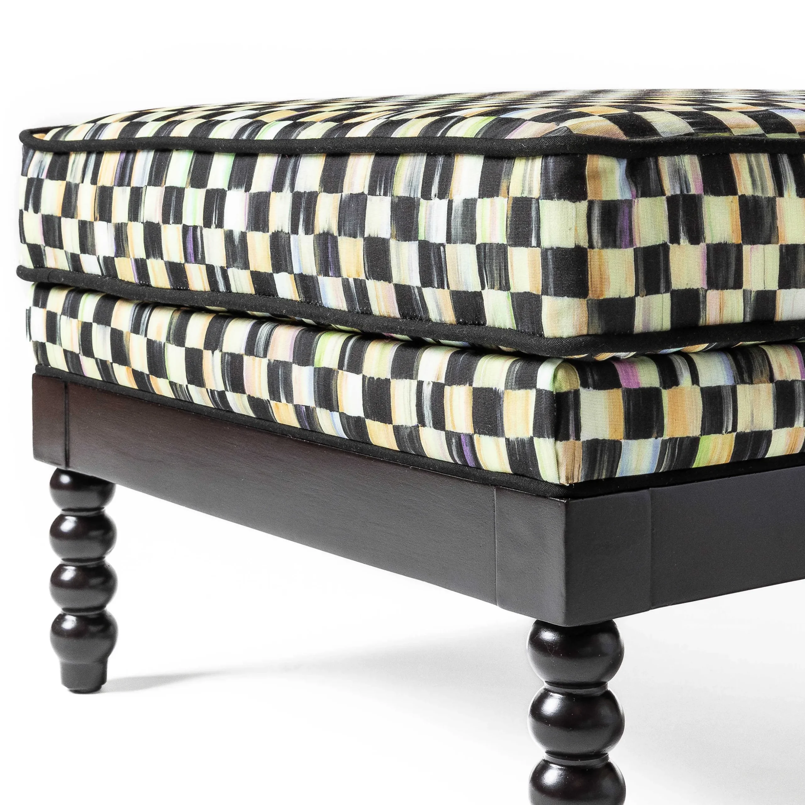 Outdoor|Spring|MacKenzie-Childs Spindle Check Outdoor Ottoman