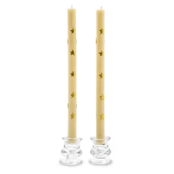 Holiday|Candles & Fragrances|MacKenzie-Childs Stars Gold Dinner Candles, Set of 2