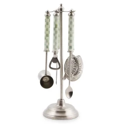 Kitchen & Dining Sets|Fall Entertaining|MacKenzie-Childs Sterling Check 3260 Bar Tool Set