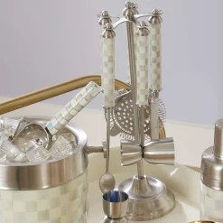 Kitchen & Dining Sets|Fall Entertaining|MacKenzie-Childs Sterling Check 3260 Bar Tool Set