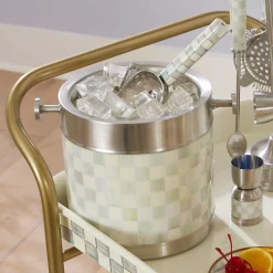 Fall Entertaining|Bar Entertaining|MacKenzie-Childs Sterling Check 3260 Ice Bucket
