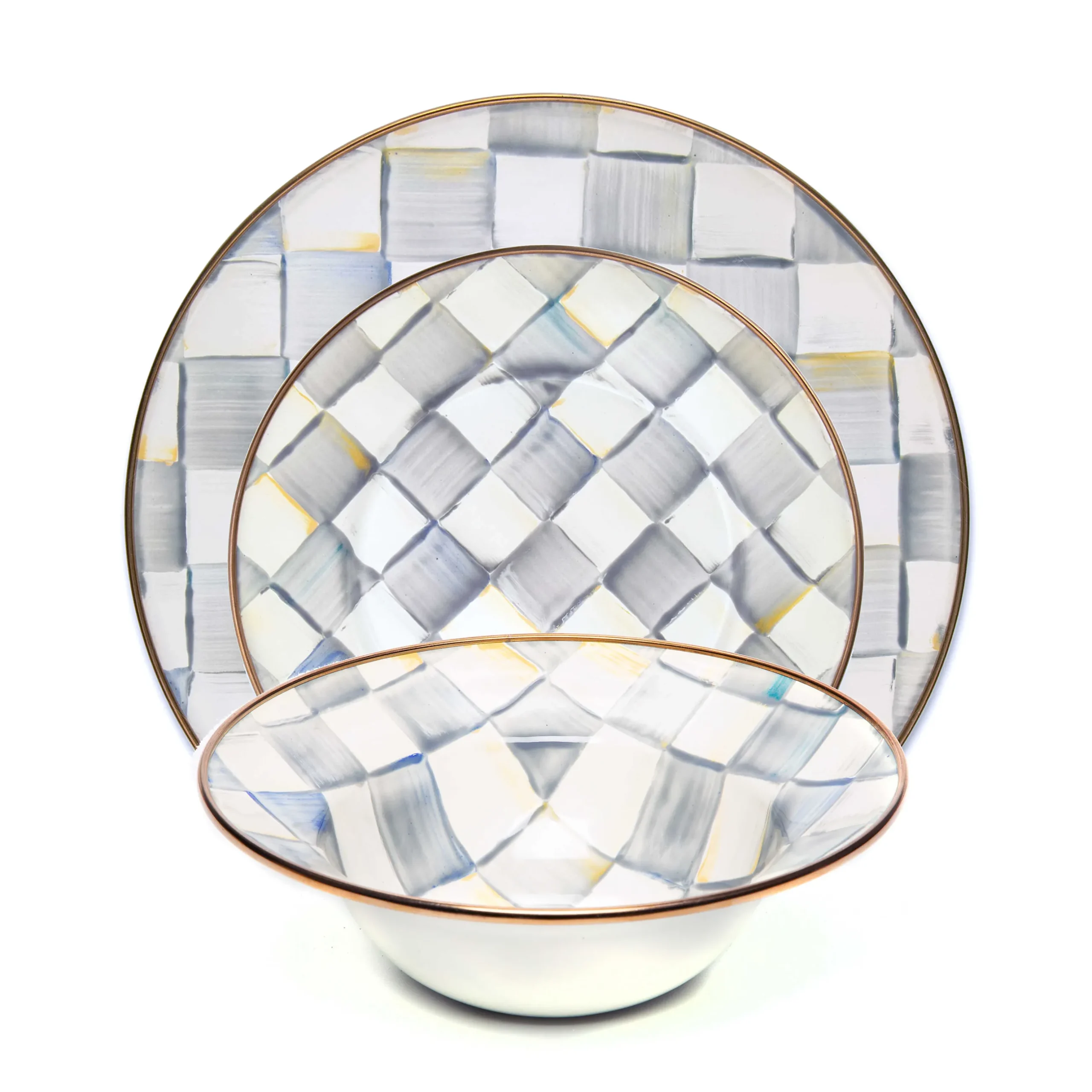 Kitchen & Dining Sets|Dinnerware & Flatware|MacKenzie-Childs Sterling Check 3 Piece Place Setting