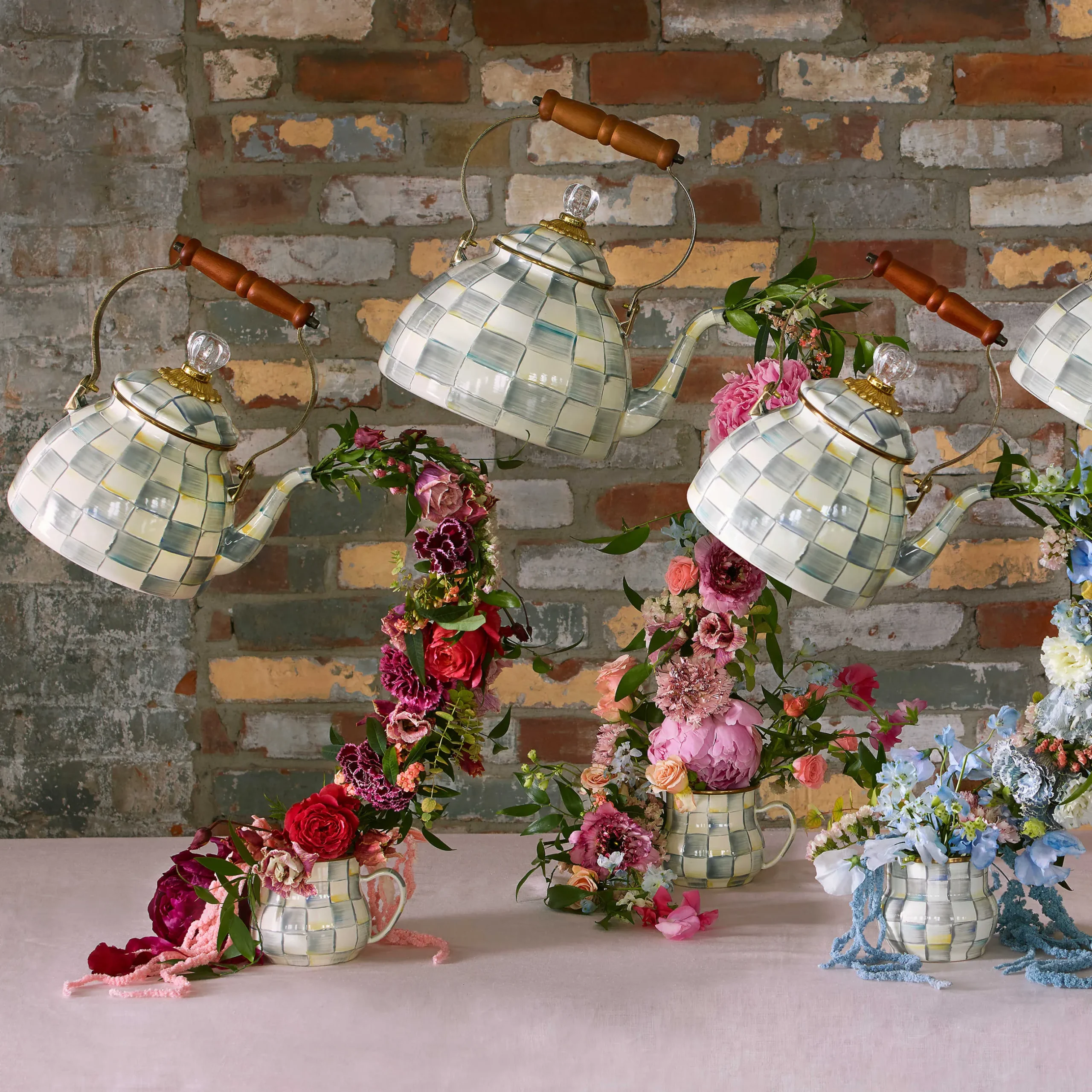 Fall Entertaining|Tea Kettles|MacKenzie-Childs Sterling Check 3 Quart Tea Kettle